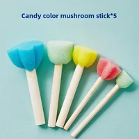 10 Pcs Set Wooden Handle Mushroom Head Sponge Brush Children DIY Painting Sponge Seal Set Paint Graffiti Create Unique Art Brush 5
