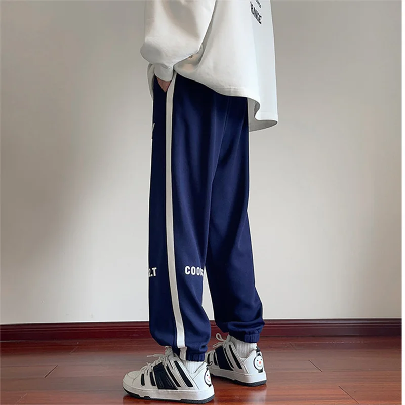 2023 Autumn New Youth Fashion Trend Striped Guard Pants for Men's Casual Large Loose Versatile Straight Sleeve Guard Pants