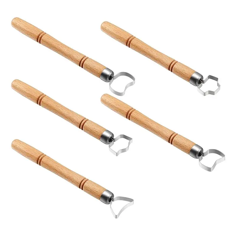 5 PCS Clay Tools Sculpting Tools With Wooden Handles For Teacup Mug Utensils Vase Handle Model Making Durable Easy Install