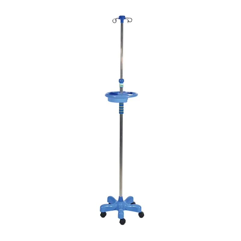 Wheel-mounted Height-adjustable Infusion Stand with Storage Tray, for Use in Clinics