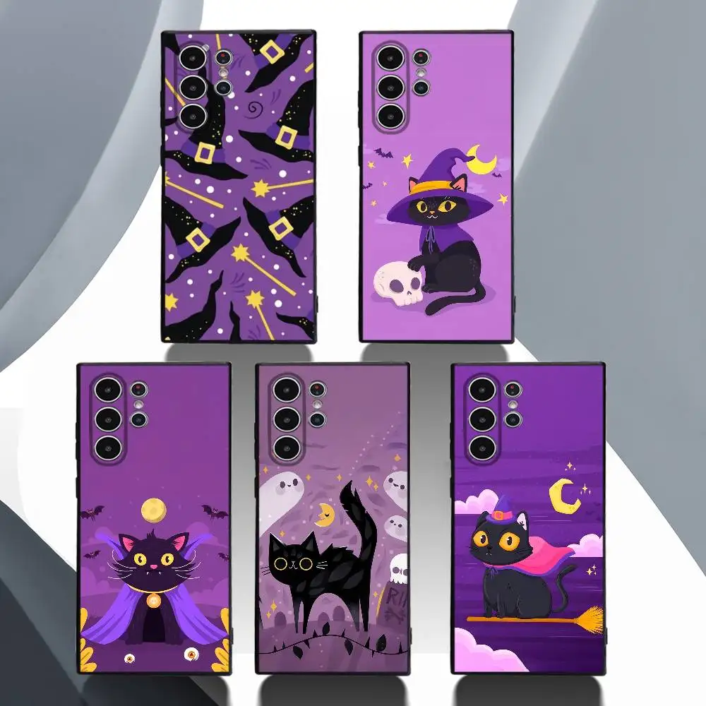 Etui na telefon Halloween Cute Purple Cat do Samsung Galaxy S25 S24 S23 S22 S21 S20 Ultra Plus Frosted Soft Cover Funda