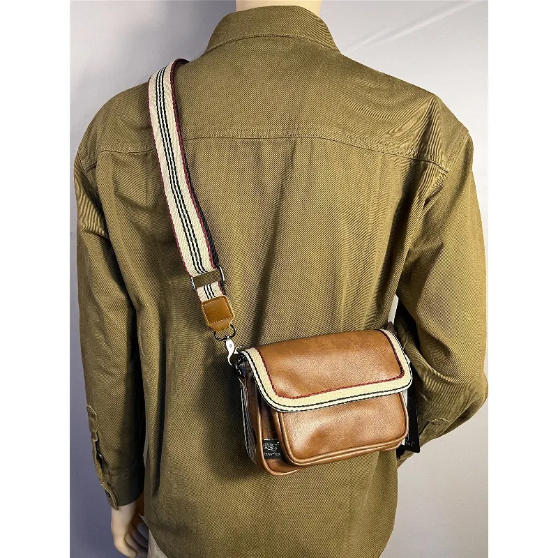 

New trendy men's crossbody small backpack, casual commuting striped shoulder bag