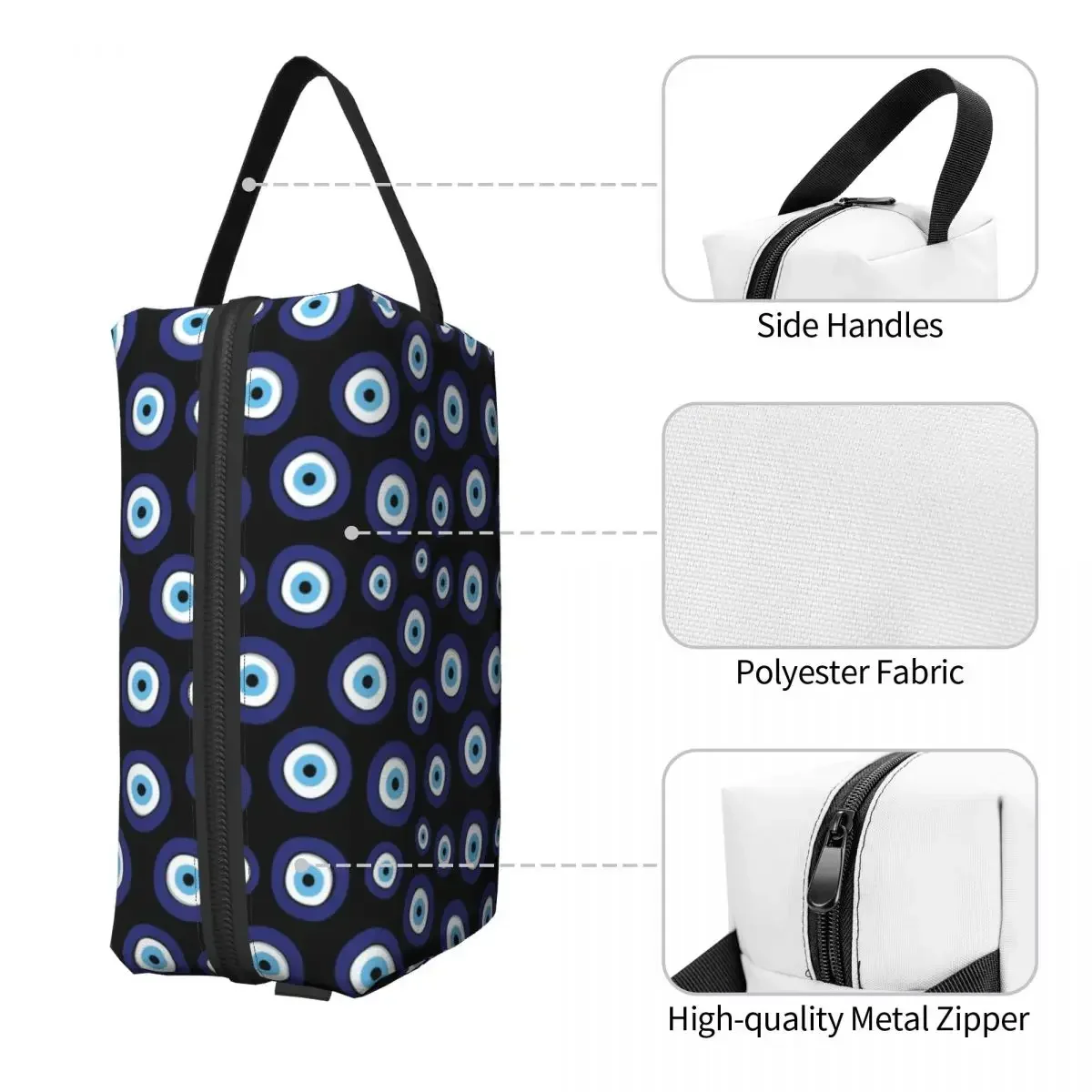 Travel Greek Amulet Evil Eye Pattern Toiletry Bag Kawaii Nazar Charm Makeup Cosmetic Organizer for Women Storage Dopp Kit Box