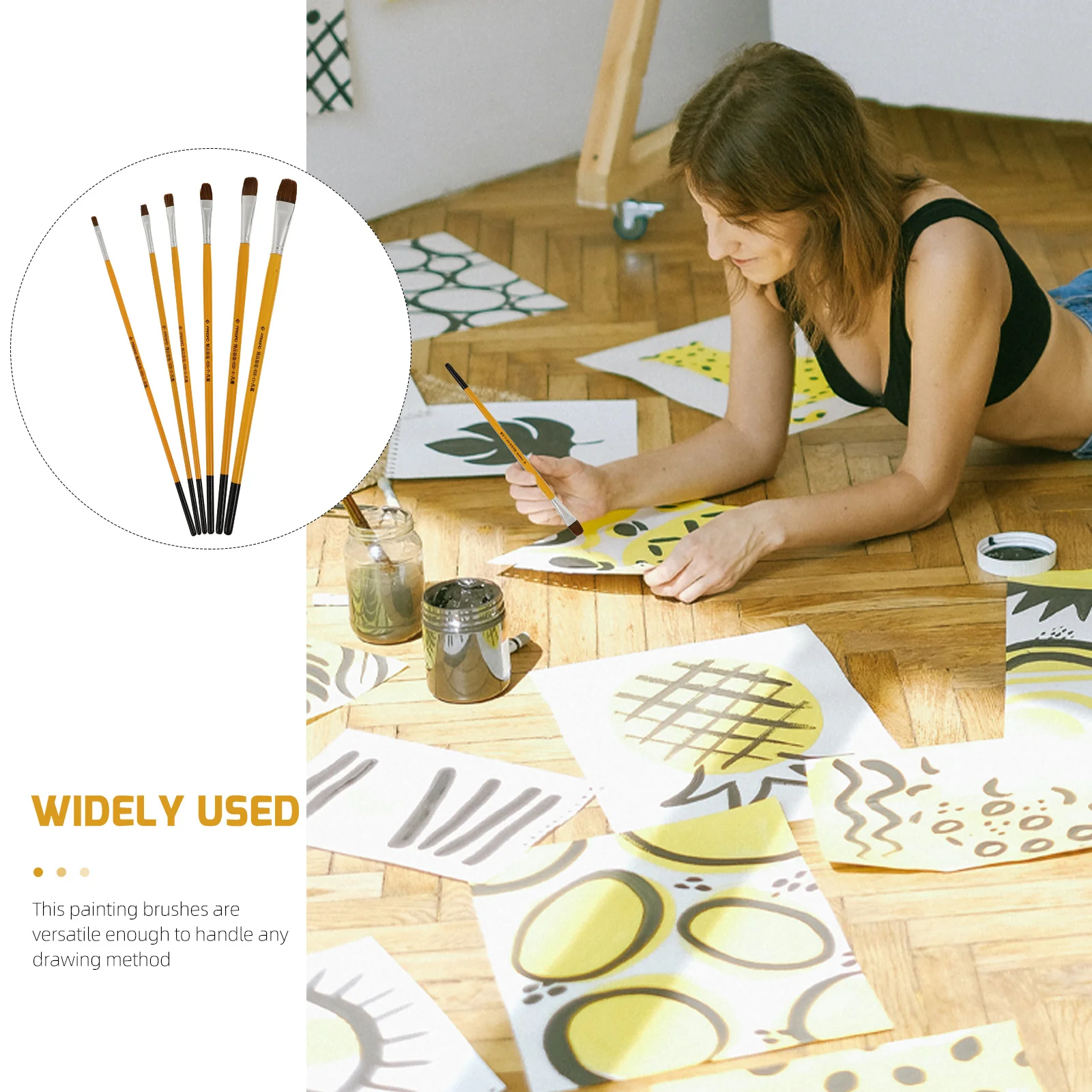 

6Pcs Painting Brush Set Oil Painting Tools Multi-Function Portable Brushes for Art Students DIY Craft Drawing Accessories