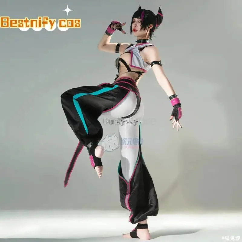 2025 11 شارع مقاتلة SF المرأة هان جوري تأثيري حلي سترة وسراويل مع قفازات حزام هان جوري شعر مستعار حفلة الهالوين Disgui