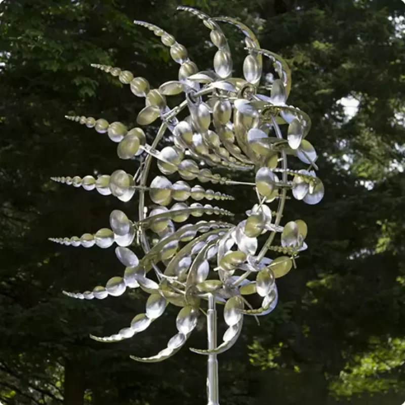 Outdoor Lawn Patio Garden Decoration Sunflower Magic Kinetic Windmill Large Metal Garden 3d Wind Metal Kinetic Sculpture
