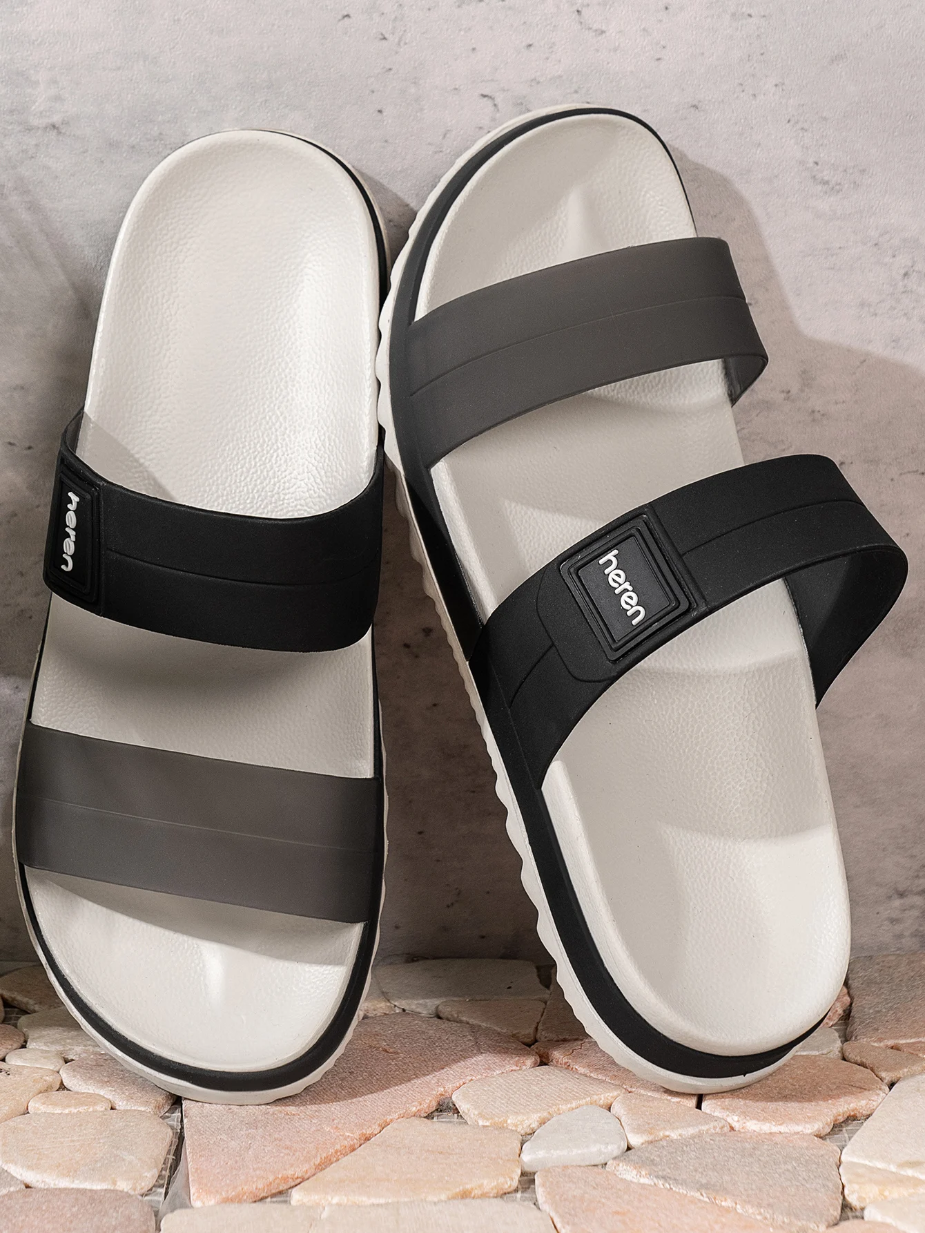 Herren-Jugend-Mules Neue Sommer-Retro-Freizeitschuhe zum Hineinschlüpfen, EVA-Einteilige Doppelriemen-Halb-Slipper mit Verstellbarer Schnalle für Zuhause und Outdoor-Nutzung – Detail 5