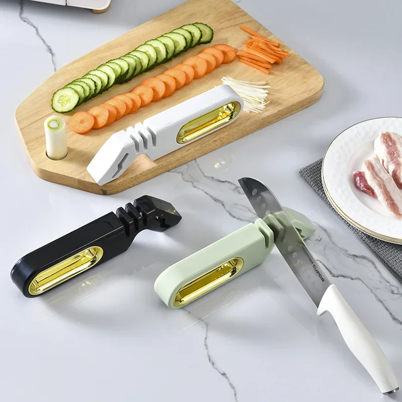 Kitchen 3 Segment Knife Sharpener Household Multi Functional Hand Held Three Purpose Sharpening Stone