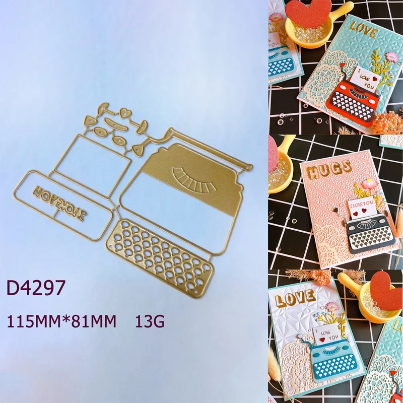 Vintage Typewriter Metal Cutting Dies Retro Type Writer Die Cuts Stencil for DIY Scrapbooking Journal Greeting Card Making Paper