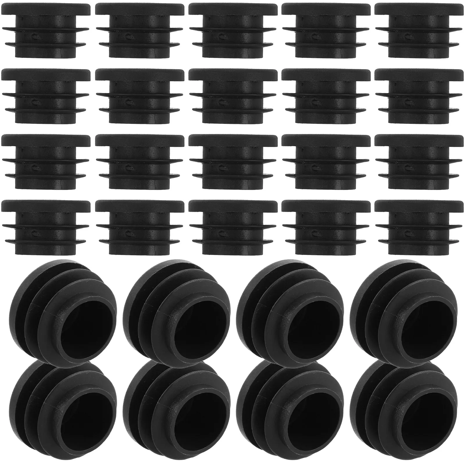 40Pcs Round Plastic End Plugs for Tubing Chair Leg Caps Table Foot Protectors Antislip Texture Furniture Inserts