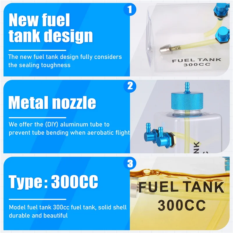 ABJL-brandstoftank benzine transparante plastic fles CNC voor RC gas- en Nitro-vliegtuig