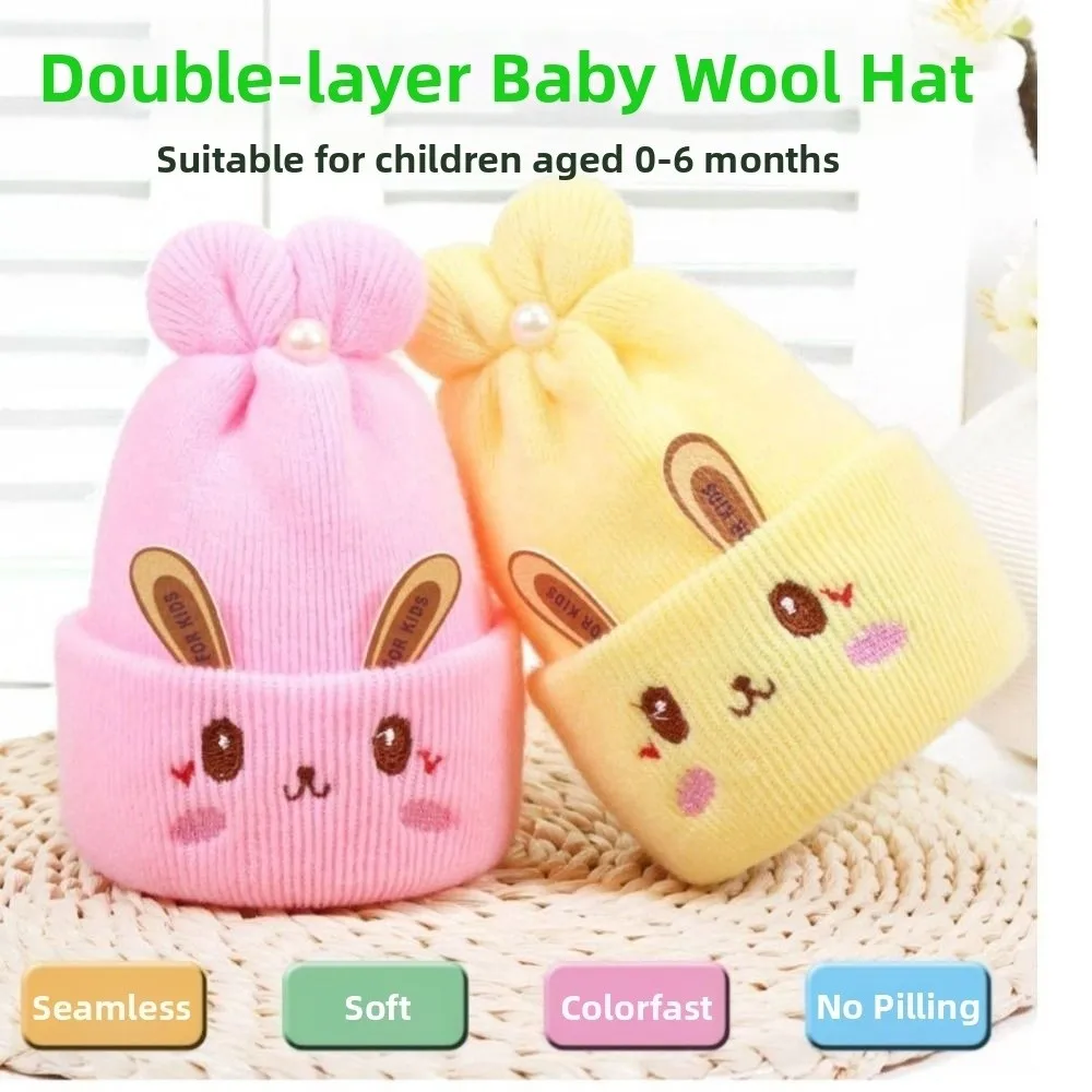 

Зимняя вязаная шапка с кроличьими ушками для новорожденных, мягкая дышащая ветрозащитная детская вязаная шапка-ушанка, сохраняющая тепло, детская шапка