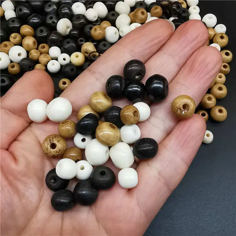 20PCS Tibet Yak Bone Loose Beads 8mm 10mm 12mm White Black Brown TSB0132