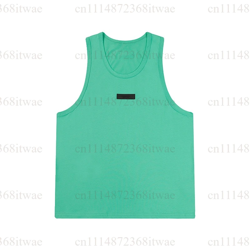 Unisex Loose Sleeveless Tank Top Rubber Patch Logo Summer Breathable Gym Fitness Workout Street Sport Vest Shirt