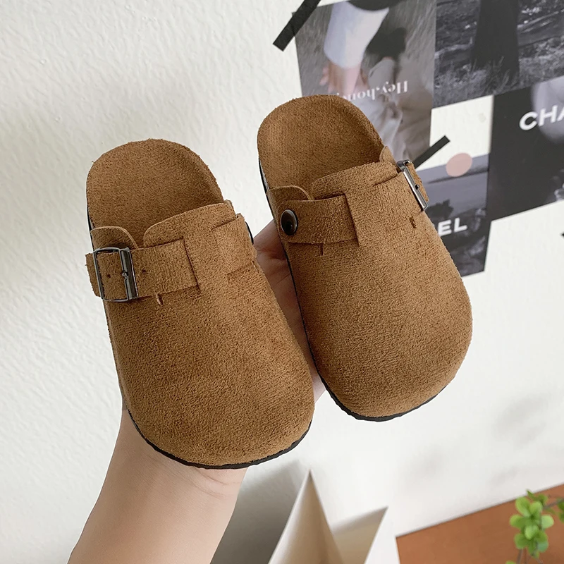 Toddler Versatile Solid Soft Home Slippers Boys Girls Flat Anti- Floor Slides Kids   Breathable Four-Season Closed-Toe Sandals