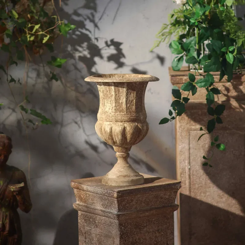 French Wabi Sabi Style Vase Ornament High End Roman Column Welcome Decoration Flower Pot Vintage Garden Bed And Breakfast
