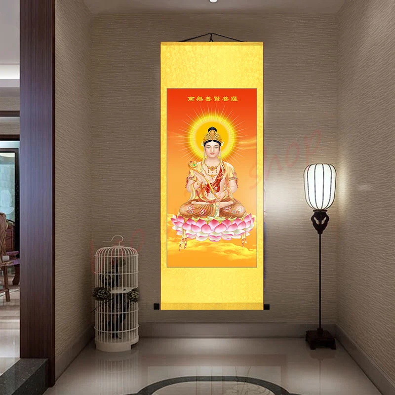 HD Manjusri Bodhisattva / Puxian Bodhisattva scroll hanging painting / Shakyamuni Buddha Bodhisattva decorative painting