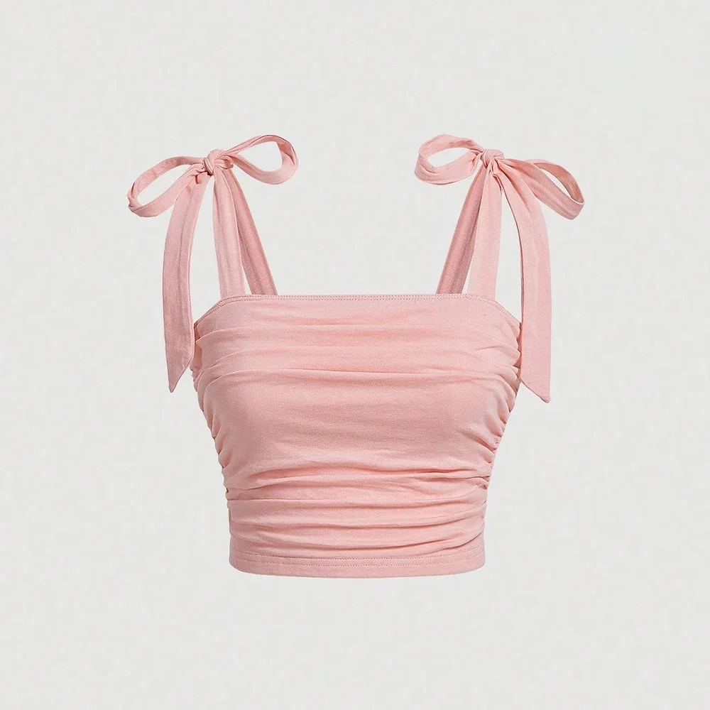 

Майки весна лето Hotsweet корейские без рукавов с квадратным вырезом и бантом для свиданий майки для женщин