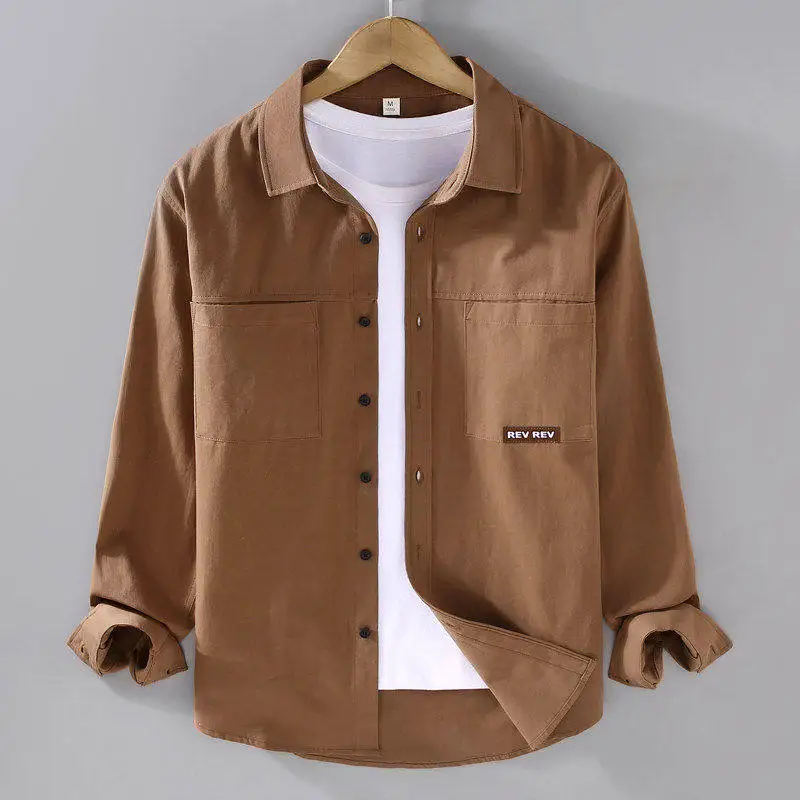 Loose Fit Long Sleeve Men's Shirt Casual Workwear Youth Fashionable Sun Protection Outerwear Polyester Fiber CleanFit Style