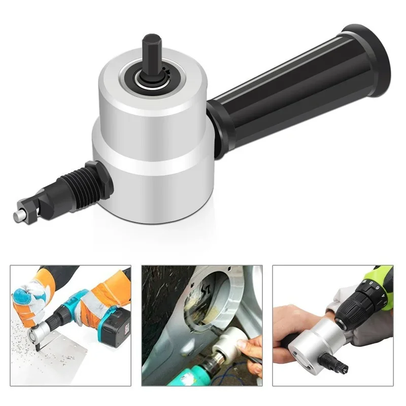 Double Headed Sheet Metal Cutter Nibbler Electric Punching Shears Iron Cutting Tool Adjustable Drill Attachment Deburring Tools