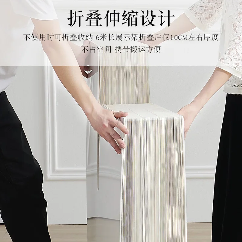 Folding Paper Exhibition Product Ornaments Display Stand, Three-layer White Ladder Telescopic Paper  Display Case