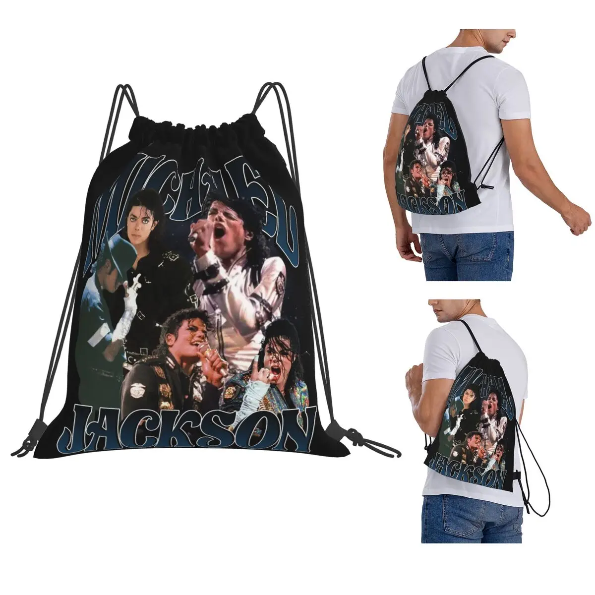 

Michael Jackson Dancing Backpacks Casual Drawstring Bags Sports Bag Book Bags for Man Woman Students
