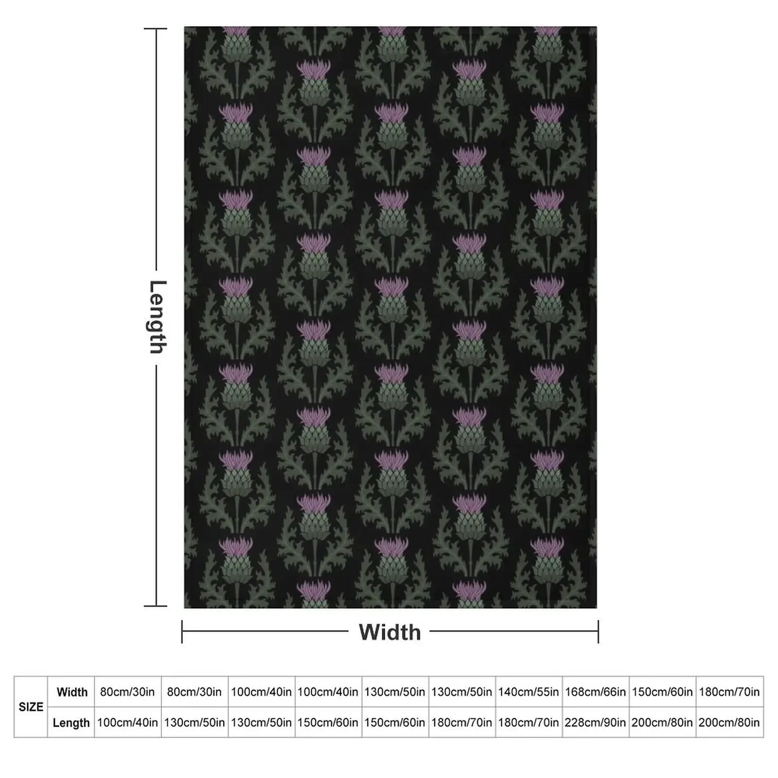 Scottish Thistle Flower of Scotland on Black Throw Blanket For Baby Bed covers Nap Thermals For Travel Luxury St Blankets