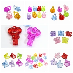 Craft DIY Mixed Color Transparent Acrylic Hollow Love Heart Charm Pendants DIY Necklace