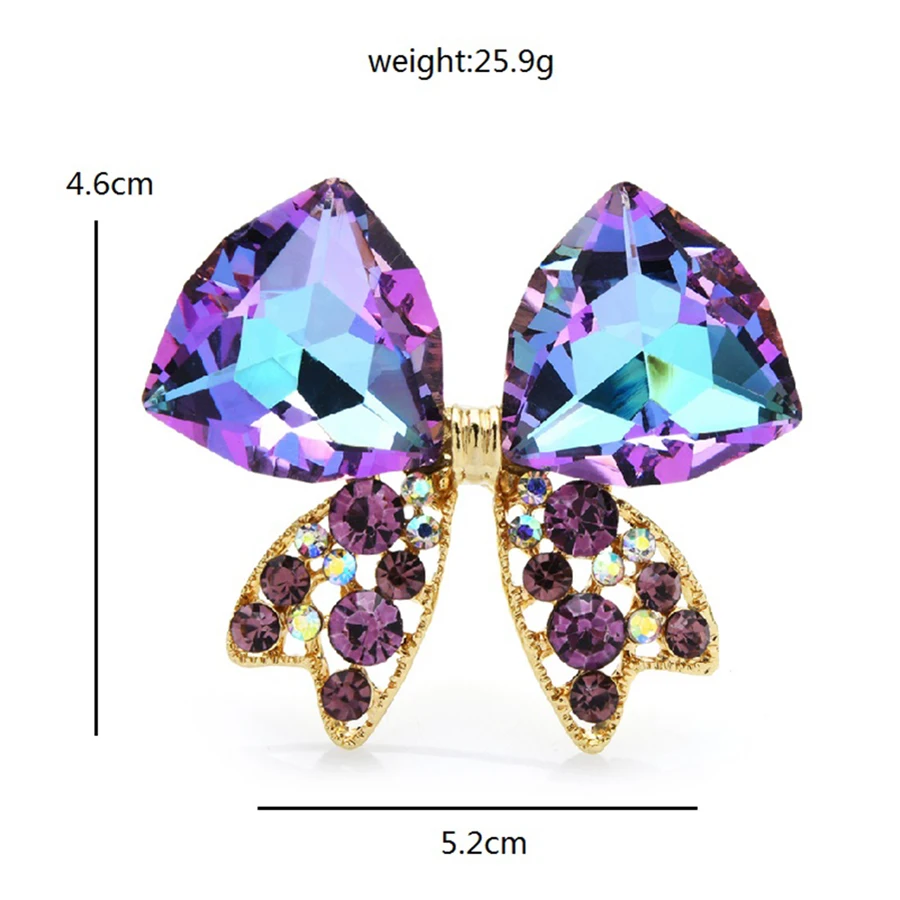 Bowknot Purple Crystal Butterfly Brooch Pins Jewelry Badge Gift