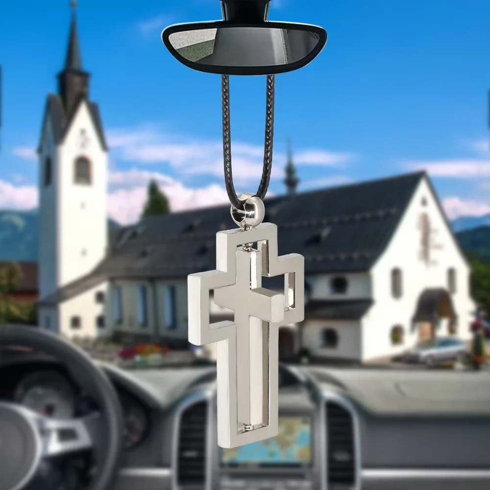 

New Fashion Alloy Jesus Crucifix Cross Car Pendant Ornaments Rearview Mirror Decoration Hanging Auto Decor Accessories Gifts