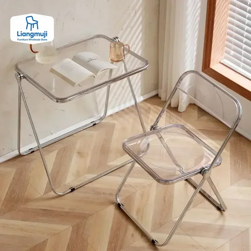 

Transparent Crystal Folding Chair Acrylic Living Room Chairs Discounted Dining Chair Decorate Item Home Furniture designer chair