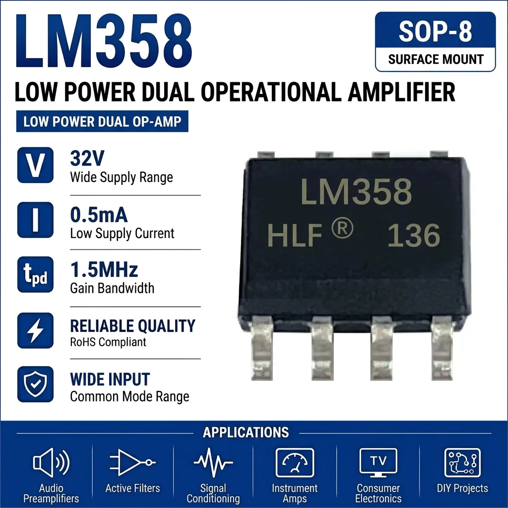 (25 pcs) LM358N DIP-8 / LM358DR SOP-8 LM358 Dual Operational Amplifier