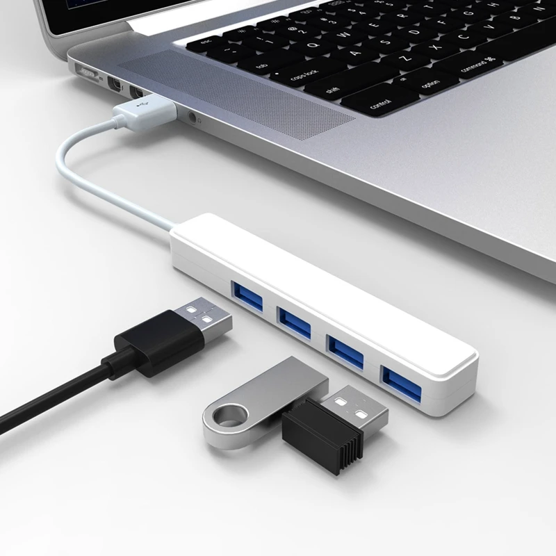 High-speed Transmission USB 2.0 Splitter 4 Port USB 2.0 Hub Power Adapter and One Port for Laptop PC Notebook Receiver P9JB