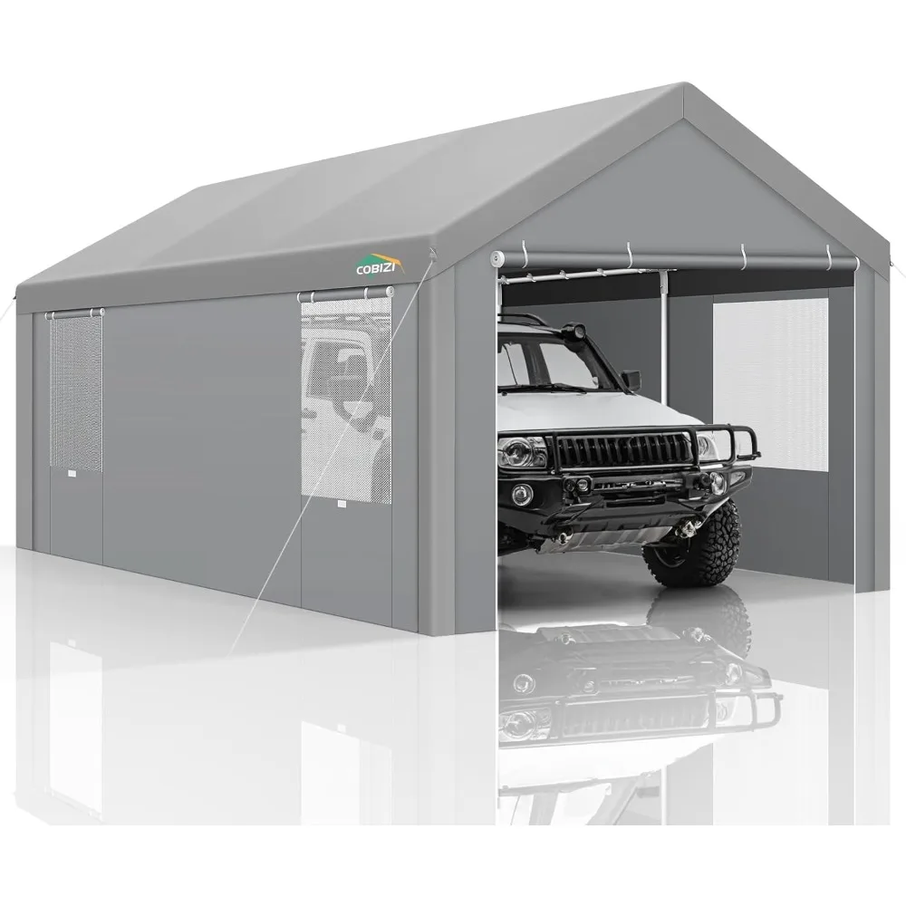 

Carports 10x20 Heavy Duty Car Canopy Garage with Removable Sidewalls & Doors, Galvanized Frame Portable Carport Canopy wi