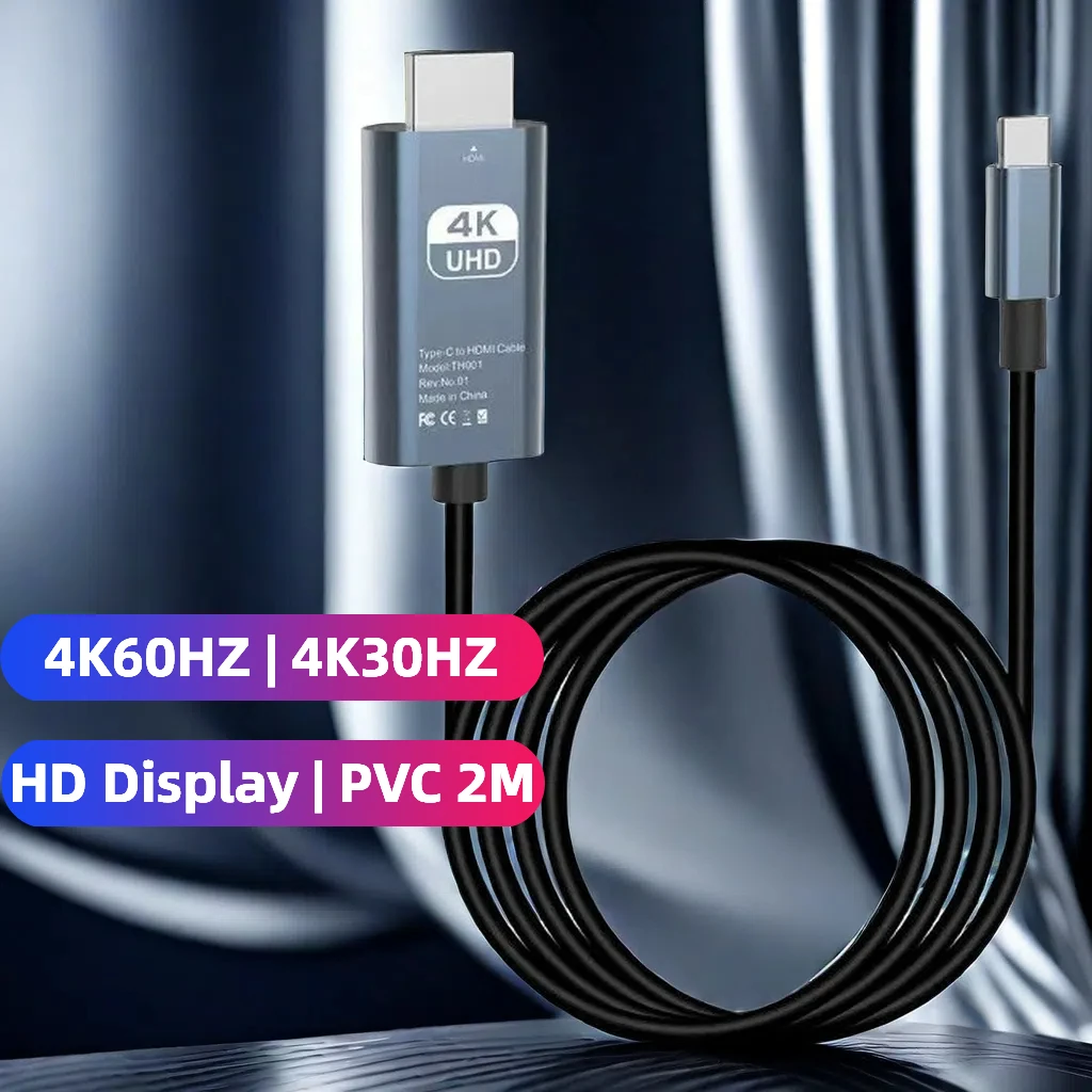 USB C to HDMI Cable 4K@30hz/60hz Type-C to HDMI Cable Ultra High Speed Adapter Cable For HUAWEI Xiaomi Smartphone Tablet