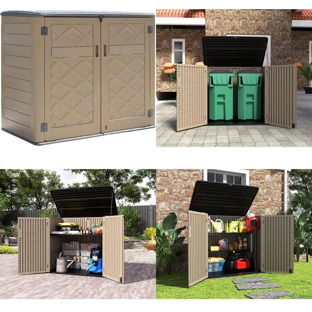 

Weatherproof Outdoor Storage Cabinet for Backyards and Patios - Multi-Purpose Horizontal Shed with Durability