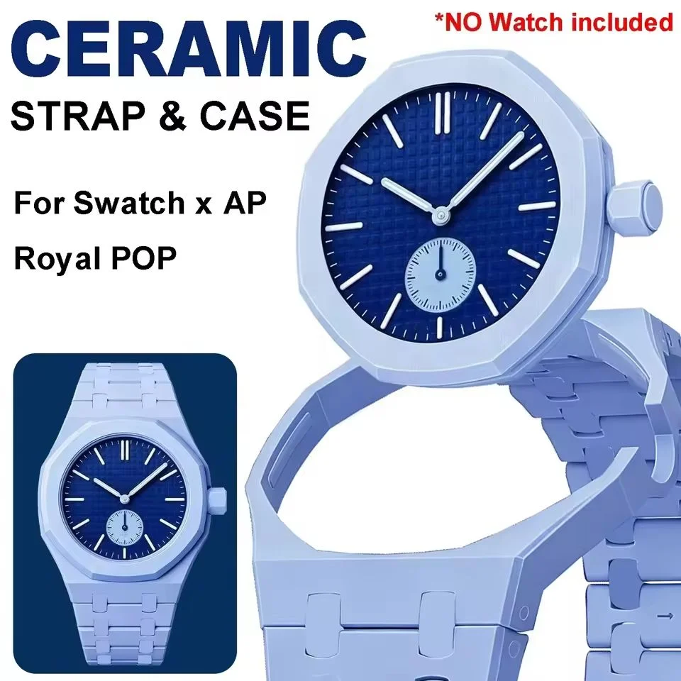 Upgrade Ceramic Modification Kit For Swatch X AP Royal Pop Biomaterials Watch Ceramic Case And Strap Replacement Accessories