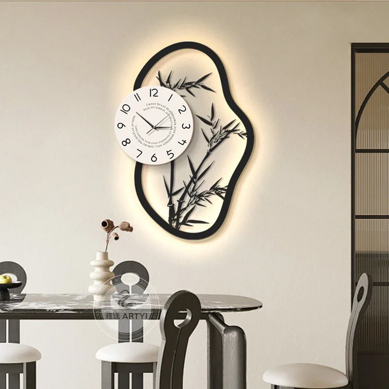 

Bedrooms Vintage Wall Watch Chinese Style Restaurant Minimalist Simple Nordic Clock Wall Luxury Horloge Murale Home Decoration