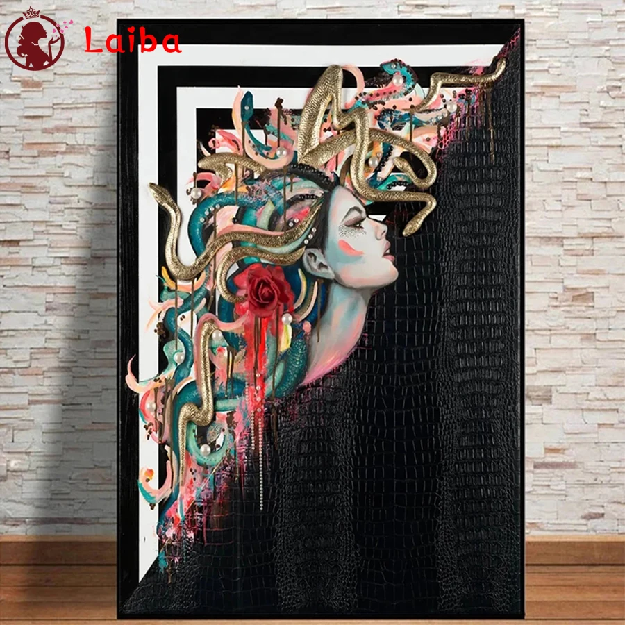 

Diamond Painting Abstract Greek Mythology Medusa Cross Stitch Diamond Mosaic Picture Embroidery crystal Beaded Handicraft