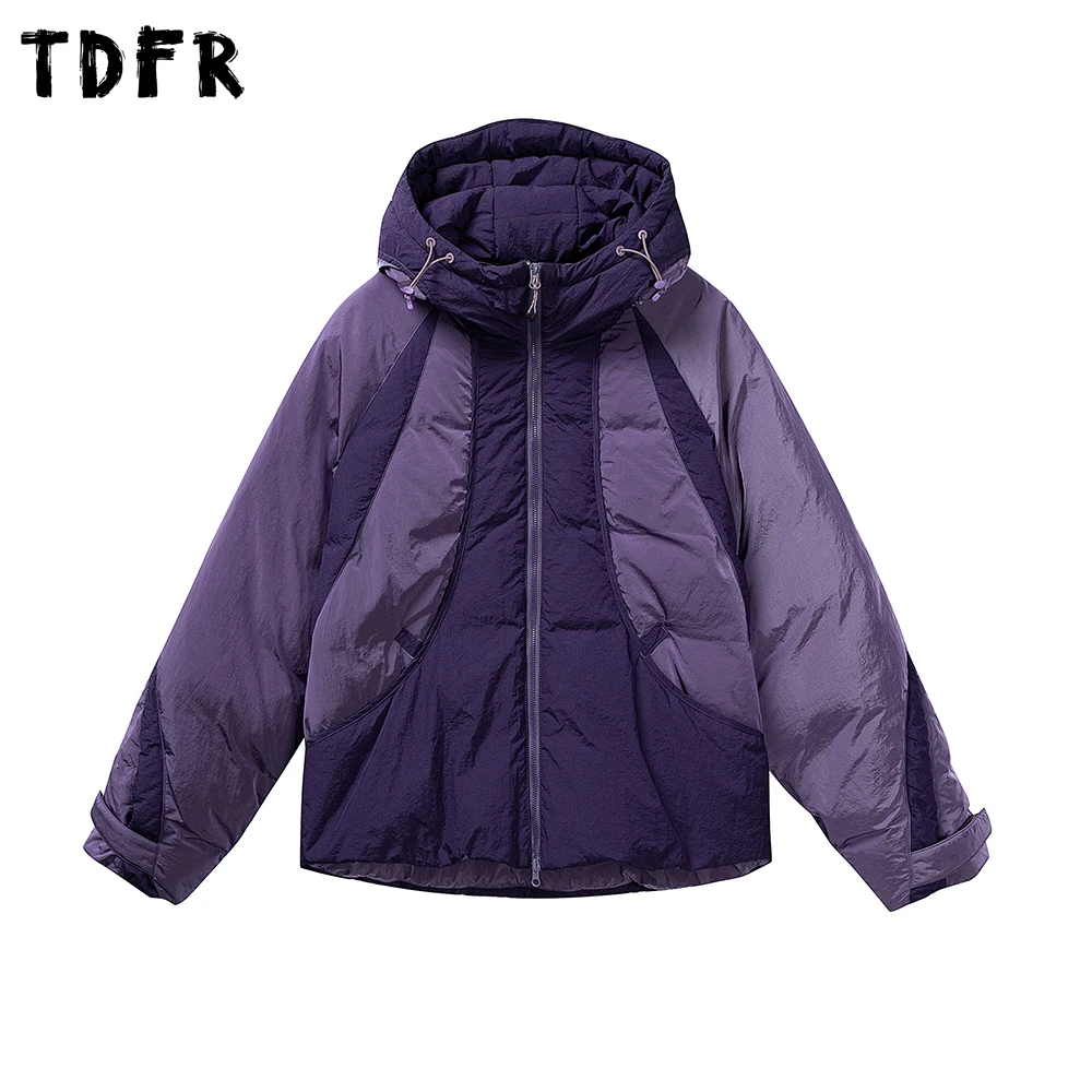 كتلة اللون أسفل سترة رجالي جيب شتاء دافئ سفاري نمط فضفاض الرباط تنحنح كم طويل سميكة مقنعين سترة مبطنة رجل