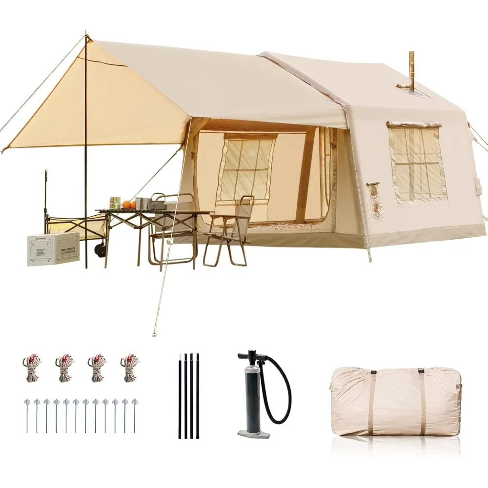 

Inflatable Tents for Camping, Blow Up Tent with Hand Pump, Easy Setup Inflatable Hot Tent with Stove Jack, Waterproof Oxford Air