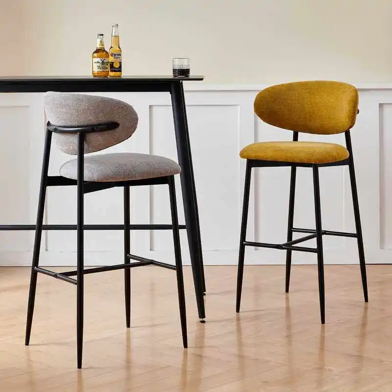 Tabouret de bar industriel nordique, tabouret de cuisine hauteur îlot, chaise de comptoir bistrot contemporaine avec structure métallique, mobilier de bar à domicile