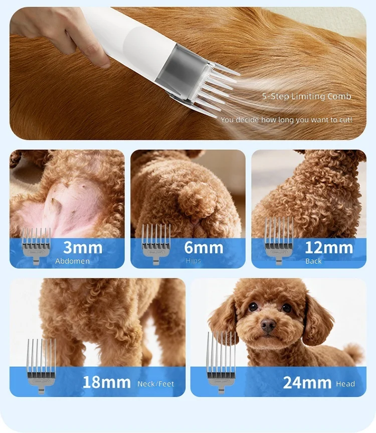 Multifunctional Pet Grooming Tool, Cat Dog Hair Remover Comb, Electric Trimmer, Vacuum Cleaner for Shedding Fur view 6
