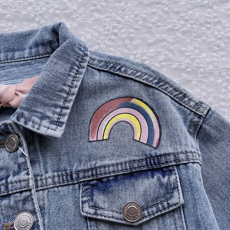 2-12 years Girls Denim Jackets Toddler Kids Girl Coat Spring Autumn Clothes Children Cartoon Floral Jacket Coat Outwear Jeans