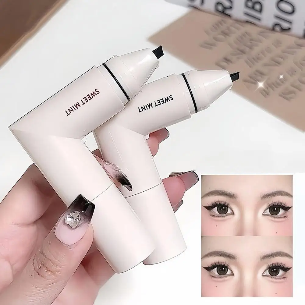 Wasserdichter, integrierter Eyeliner-Stempel mit doppeltem Flügel, schweißfest, langlebig, einfach zu verwenden für Anfänger, Lazy Makeup-Schablone Mak M5O5