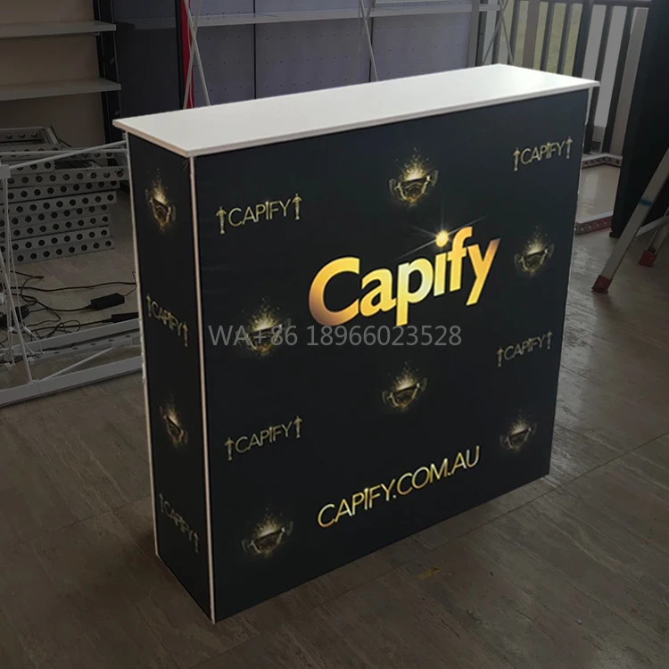 Aluminum Backlit Pop up Trade Show Reception Desk Counter