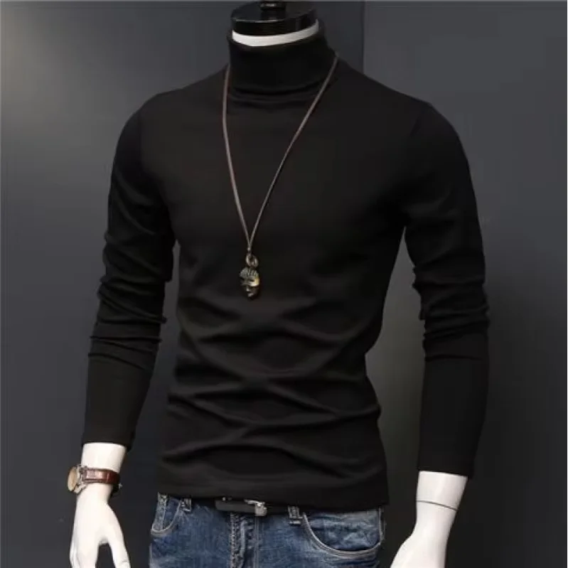 

Warm and Slim Fit Men's Clothing Warm Spring and Autumn Men's Winter Tight Fit High Neck Slim Fit Long Sleeved T-shirt