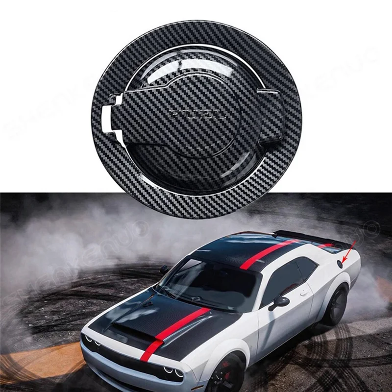 ABS Gas Tank Cap Fuel Filler Tank Cap Petrol Tank Cover Trim For Dodge Challenger 2009-2024+ Fuel Filler Cap Sequins