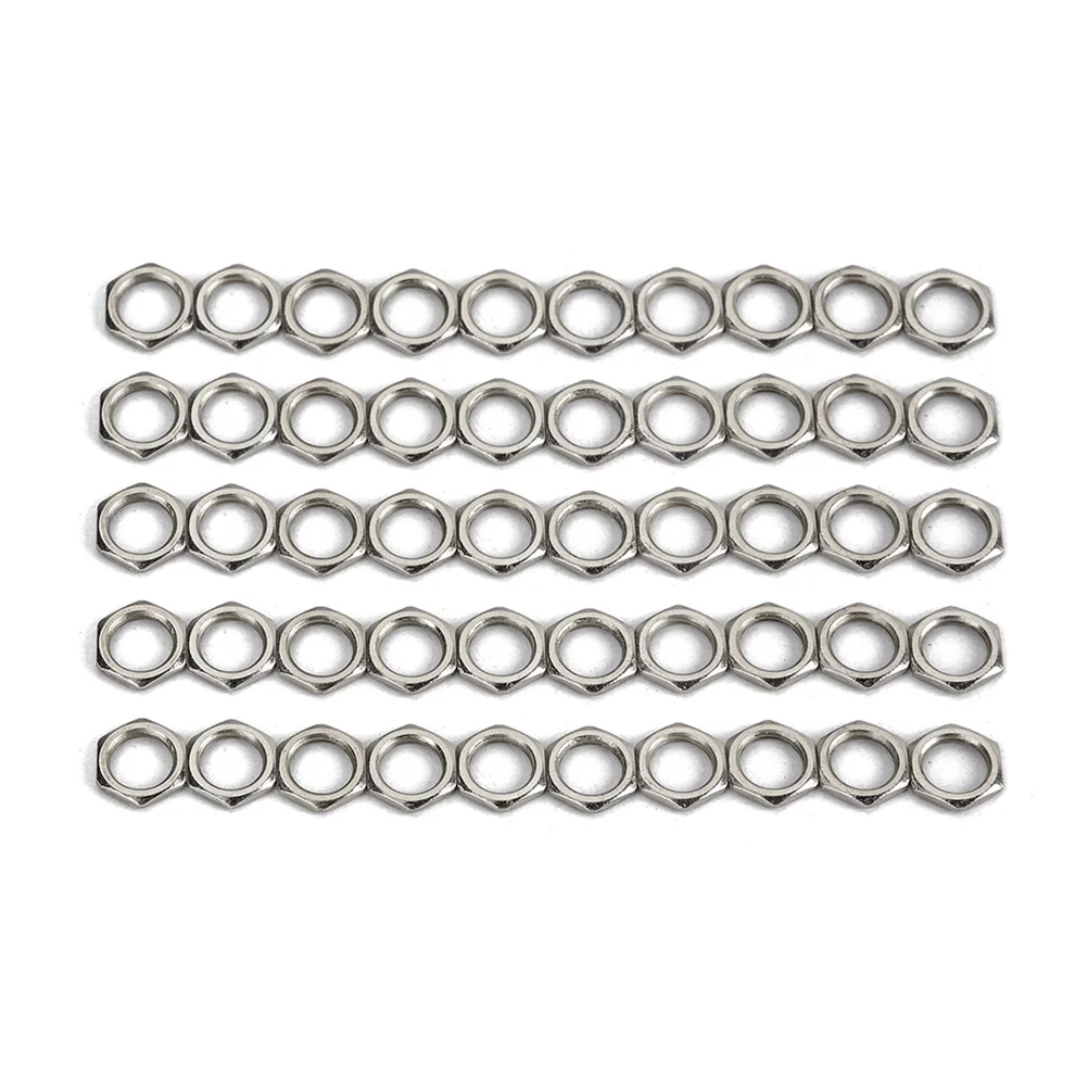 

50Pcs Guitar Bass Socket Jack Nuts Zinc Alloy Fine Thin Nut Replacement 8mm for Instrument Use Fine Nut Zinc Nuts