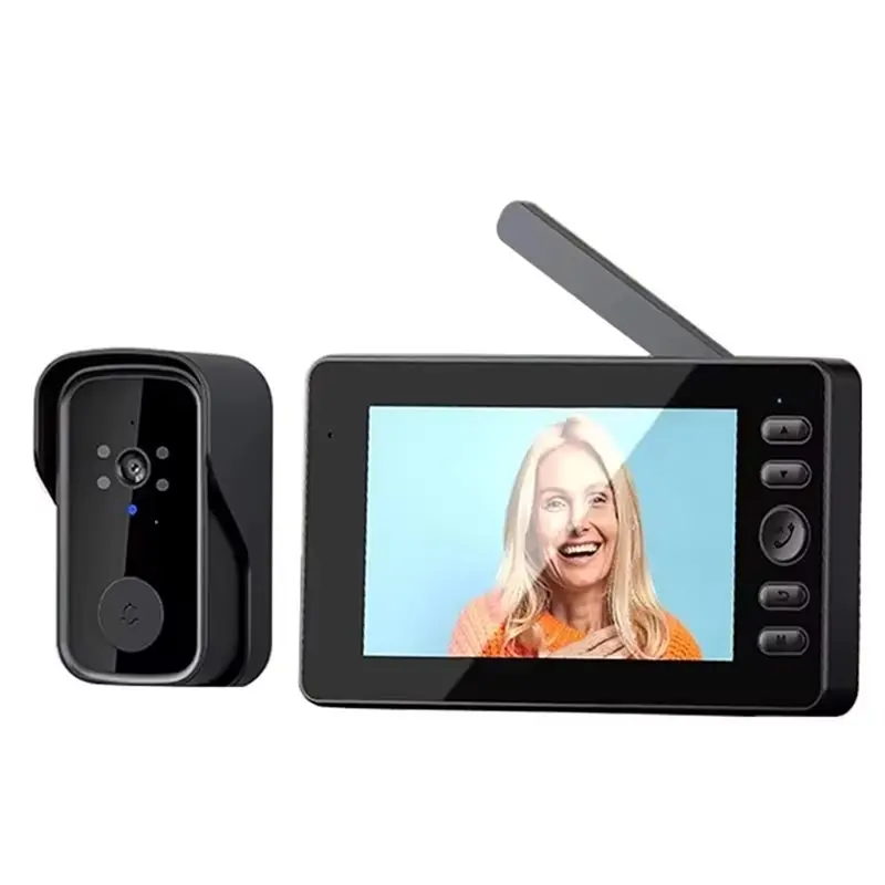 

【MUST-HAVE】Home Security Wireless Video Doorbell 4.3In LPS Screen Night Vision Waterproof Visual Doorbell Camera Two-Way Interco